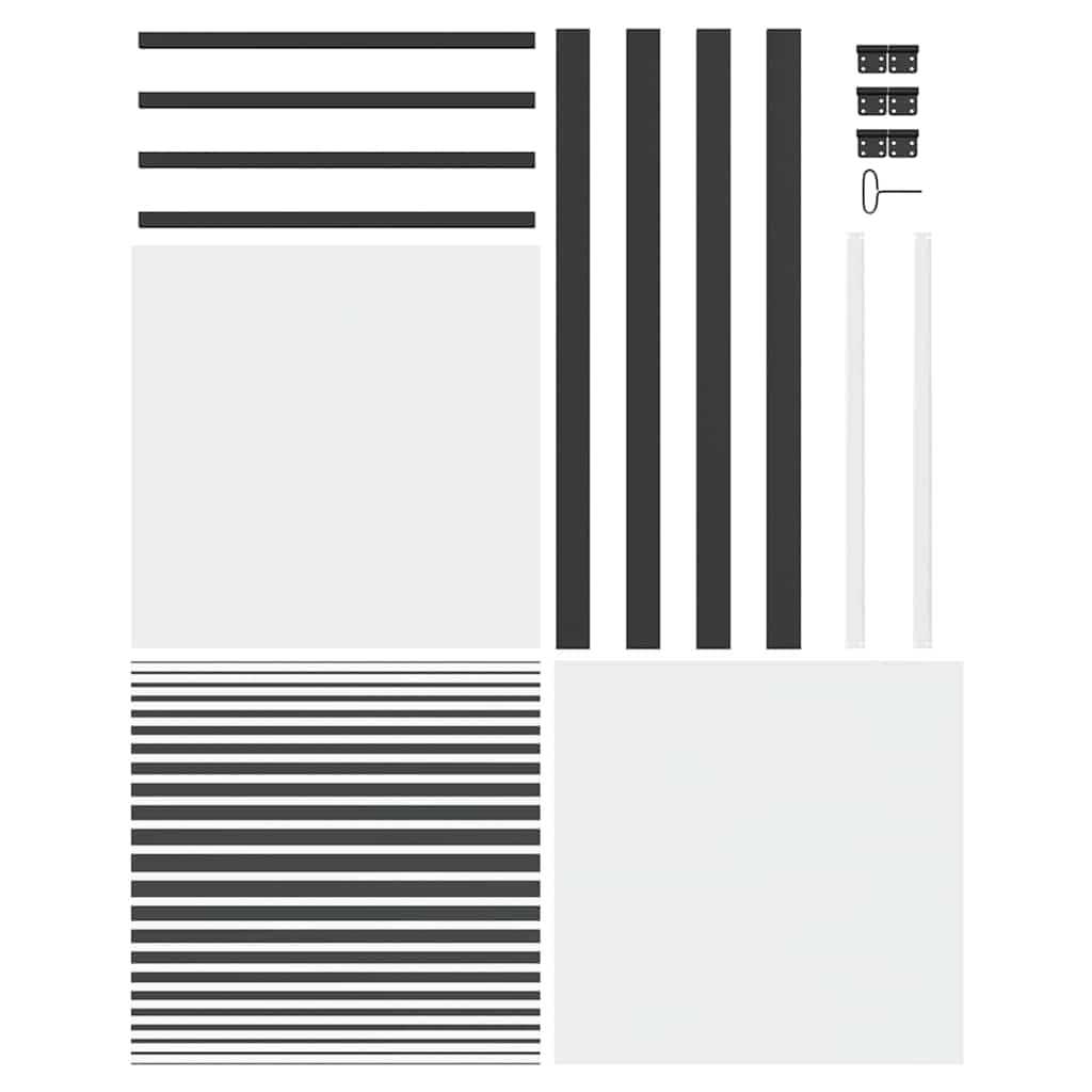 Glass Door Striped Black 76 x 3.5 x 201.5 cm Aluminium