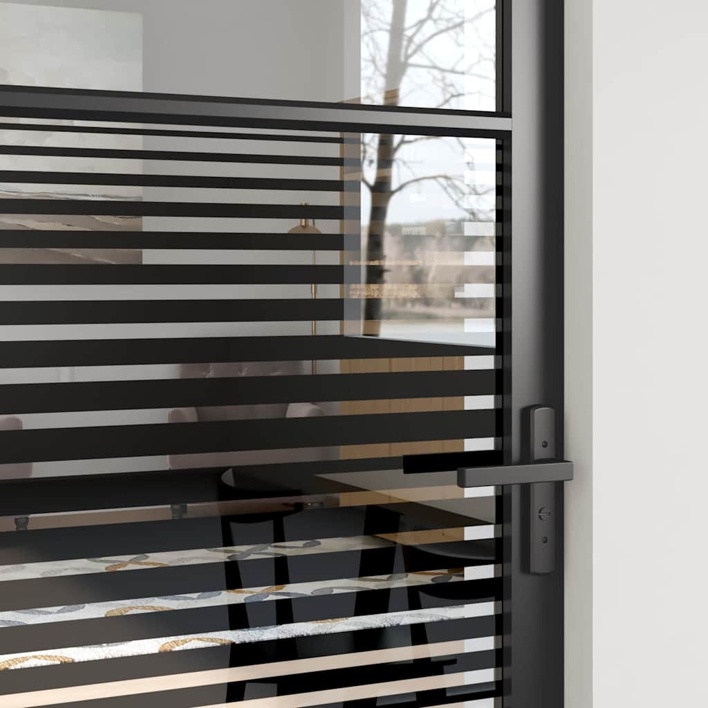 Glass Door Striped Black 76 x 3.5 x 201.5 cm Aluminium