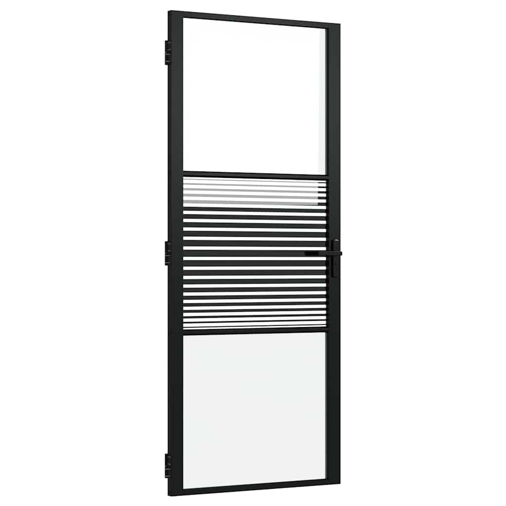 Glass Door Striped Black 83 x 3.5 x 201.5 cm Aluminium