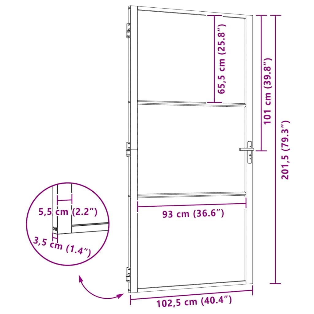 Glass Door Striped Black 102.5 x 3.5 x 201.5 cm Aluminium