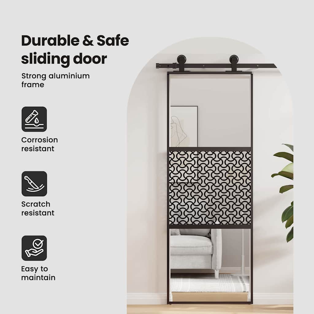 Glass Door Fretwork Black 90 x 2 x 205 cm Aluminium