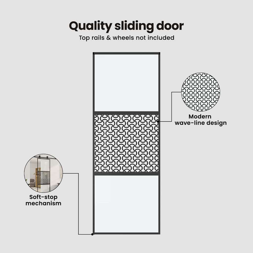 Glass Door Fretwork Black 102.5 x 2 x 205 cm Aluminium