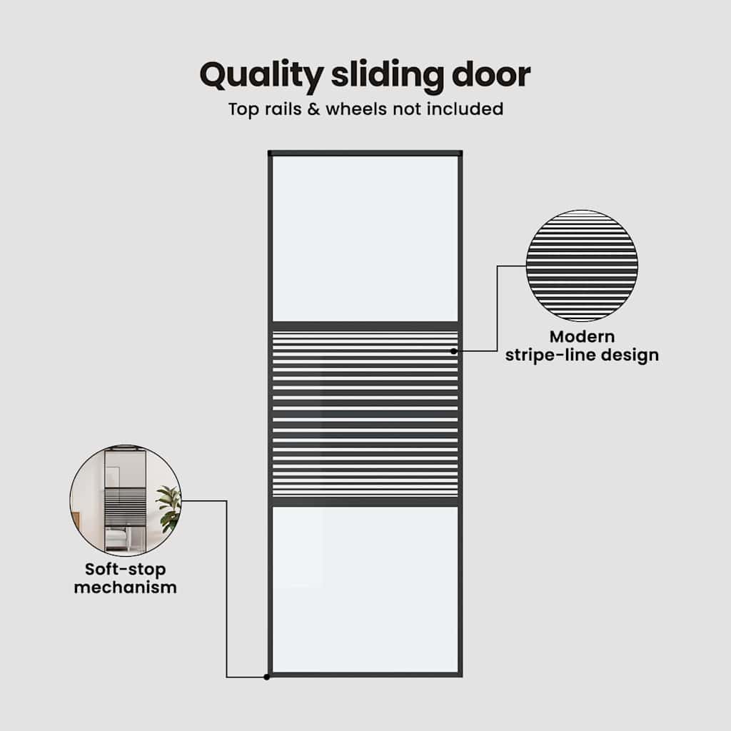 Glass Door Striped Black 76 x 2 x 205 cm Aluminium