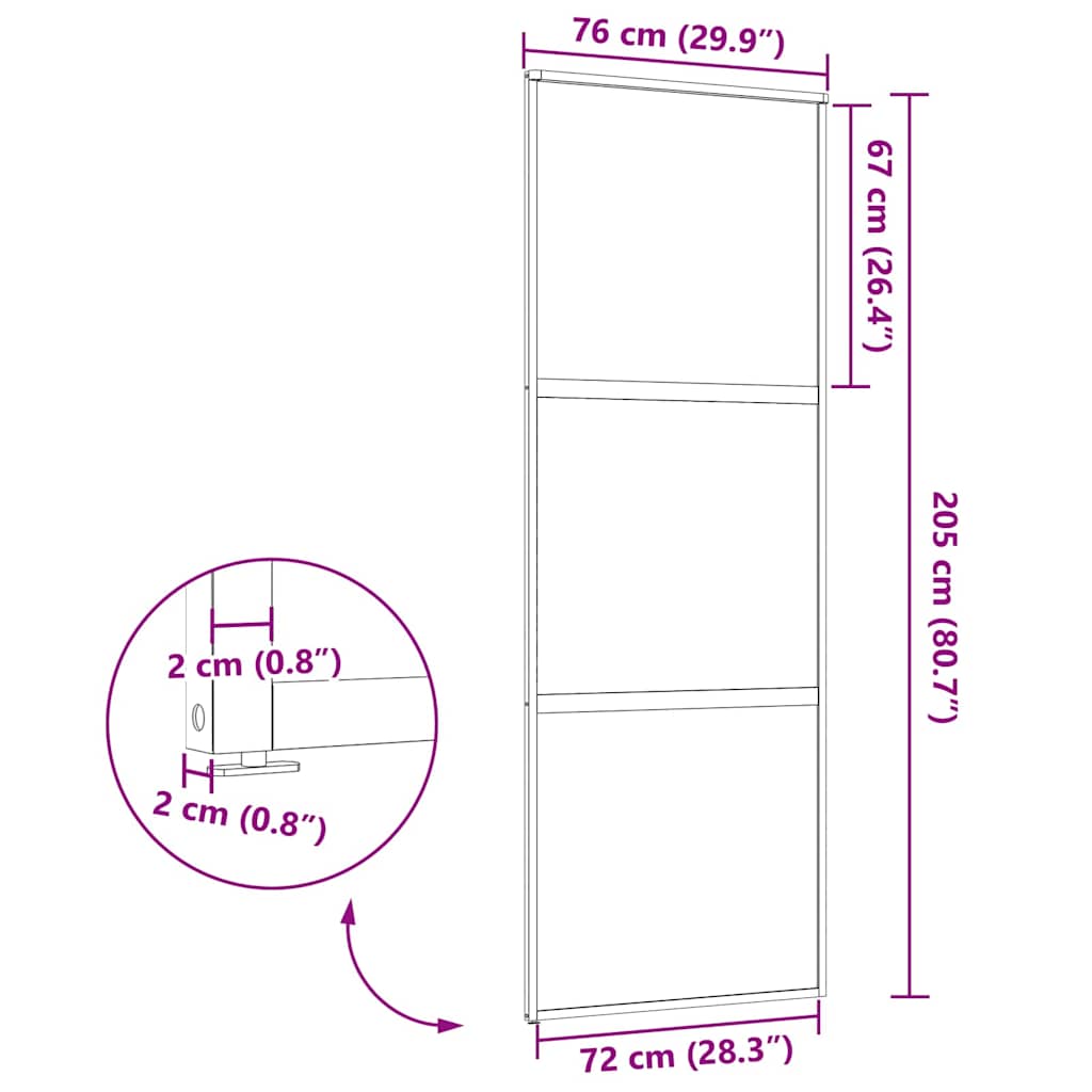 Glass Door Striped Black 76 x 2 x 205 cm Aluminium