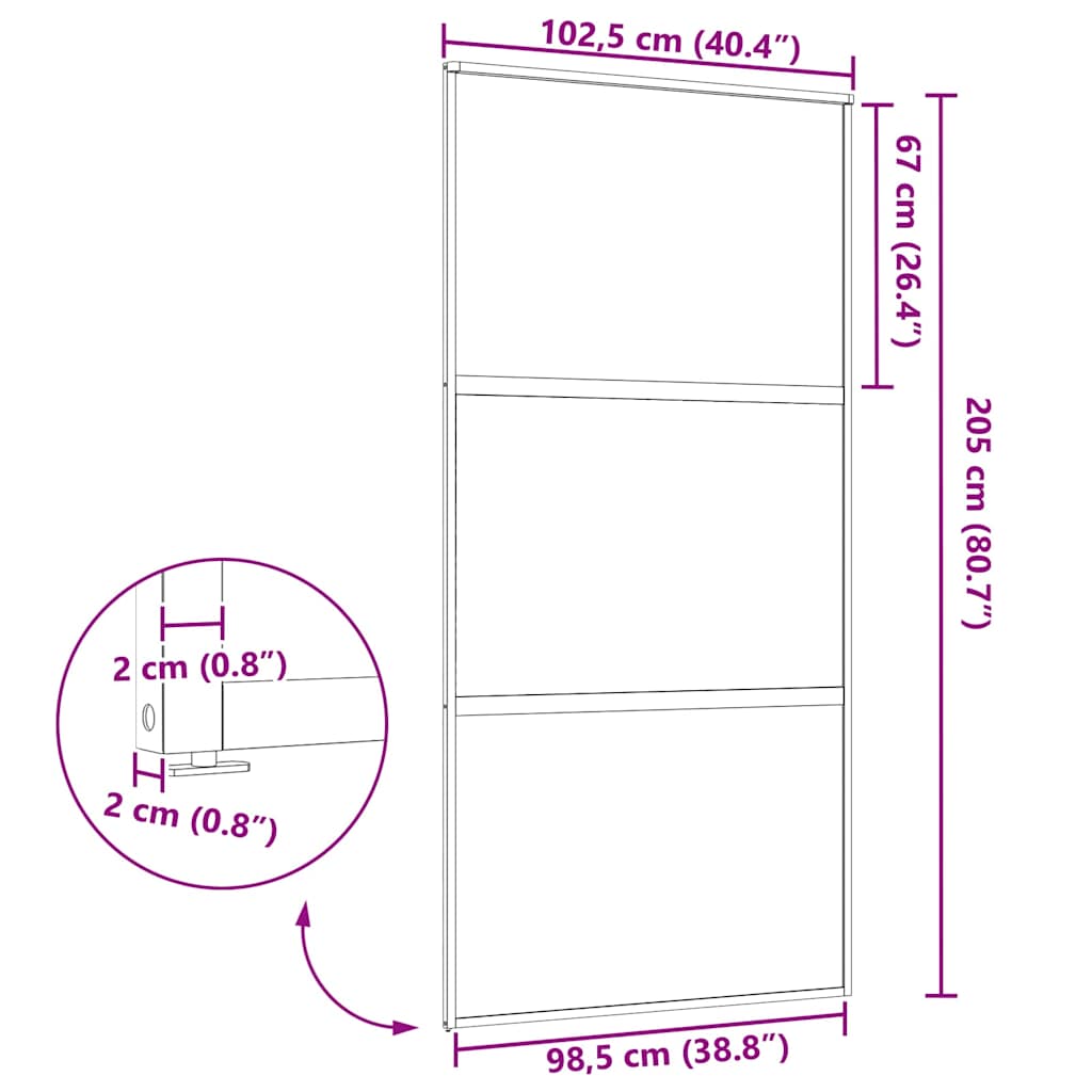 Glass Door Striped Black 102.5 x 2 x 205 cm Aluminium