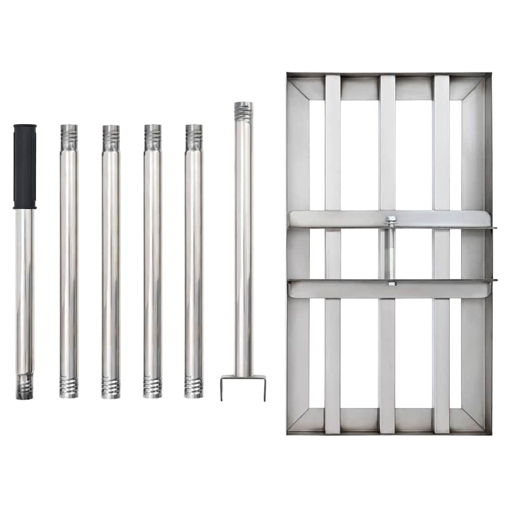 Garden Rake Manual Silver 45 x 25 x 200 cm Stainless Steel