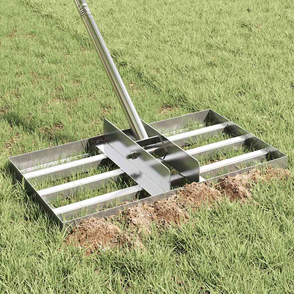 Garden Rake Manual Silver 45 x 25 x 200 cm Stainless Steel