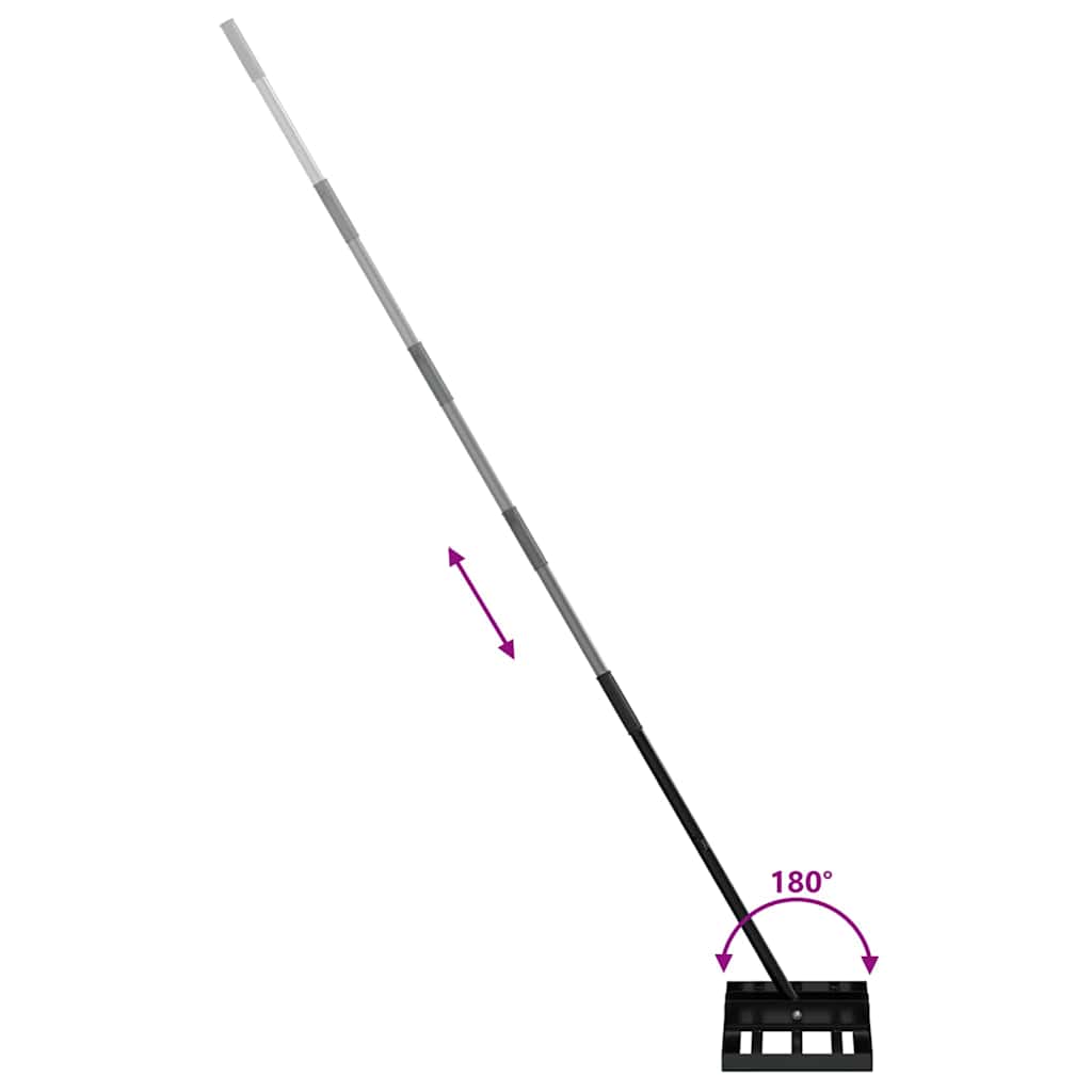 Garden Leveling Rake Black 45 x 25 x 200 cm Powder-Coated Steel