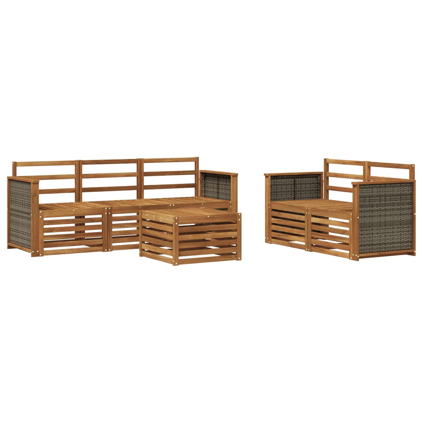 Outdoor Sofa Set 6 pcs Natural Solid Acacia Wood