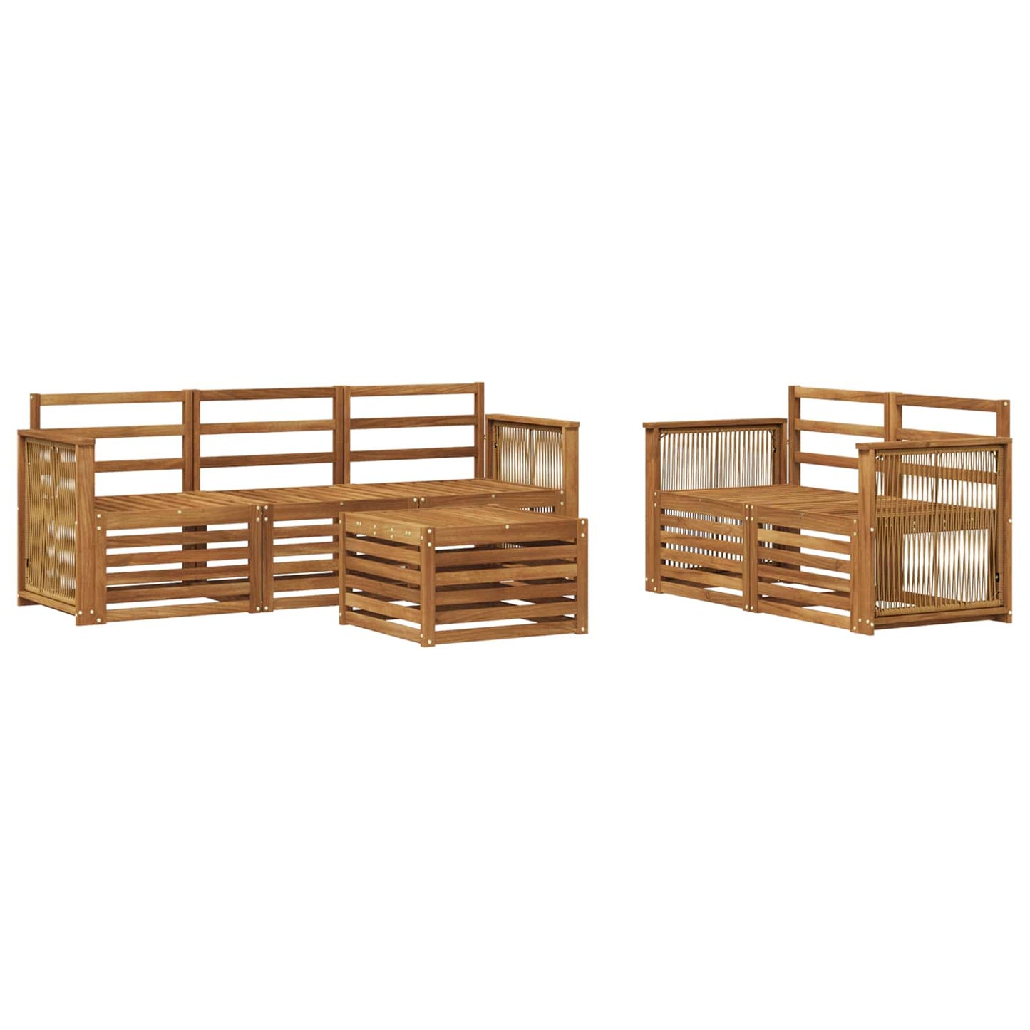 Outdoor Sofa Set 6 pcs Natural Solid Acacia Wood