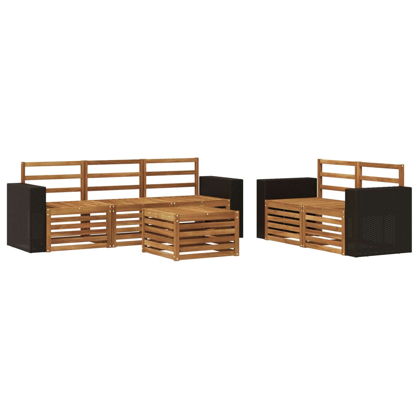 Outdoor Sofa Set 6 pcs Natural Solid Acacia Wood