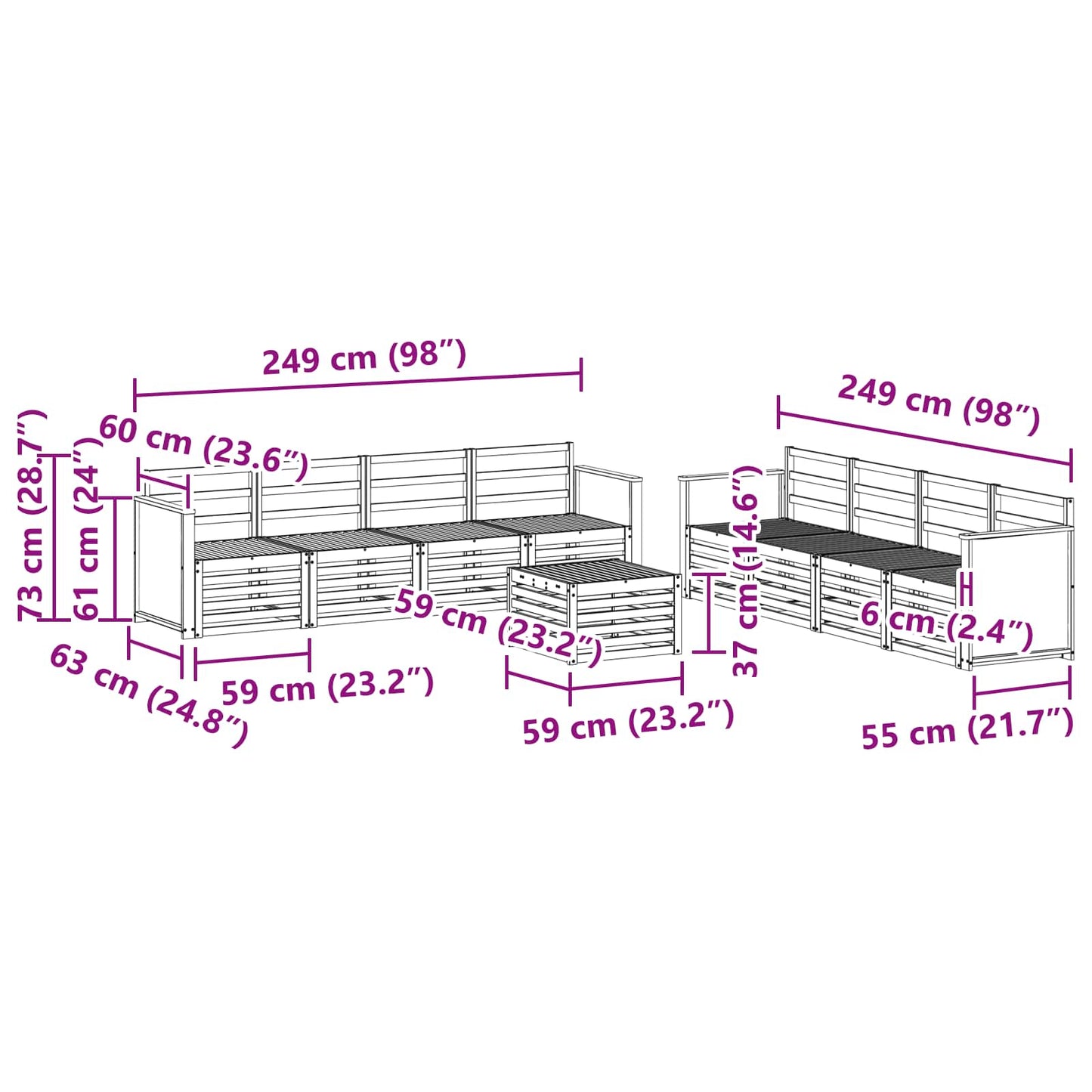 Outdoor Sofa Set 9 pcs Natural