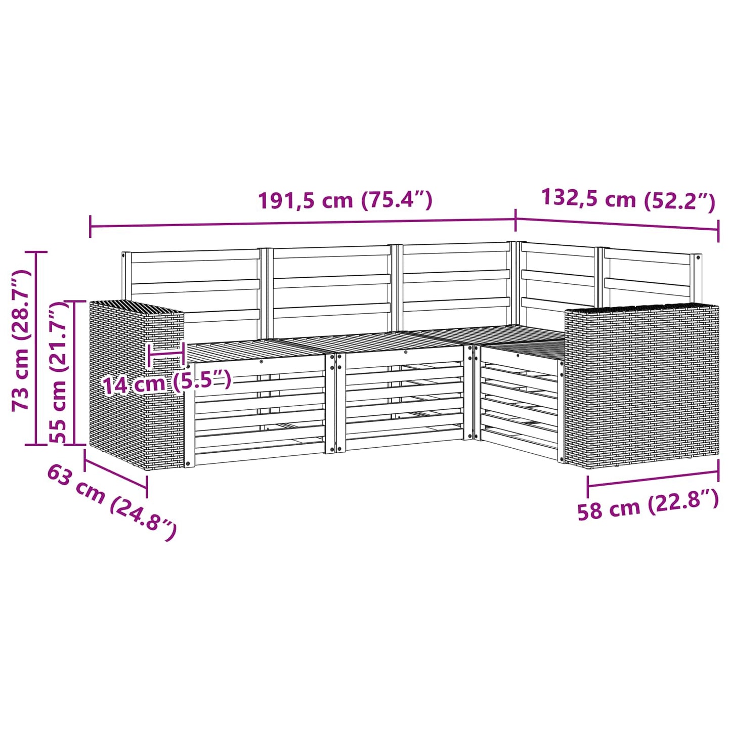 Outdoor Sofa Set 4 pcs Polyester