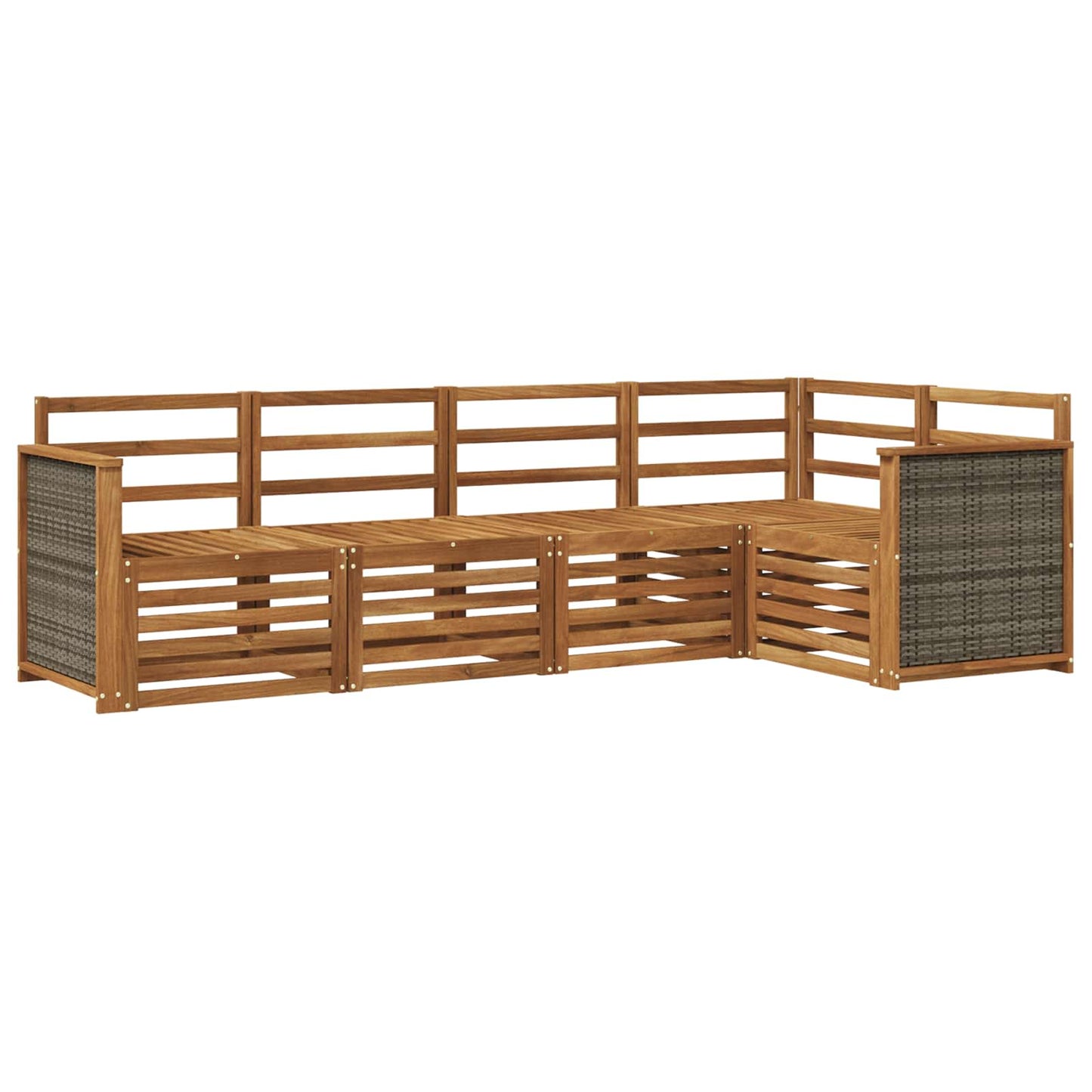 Outdoor Sofa Set 4 pcs Natural Solid Acacia Wood