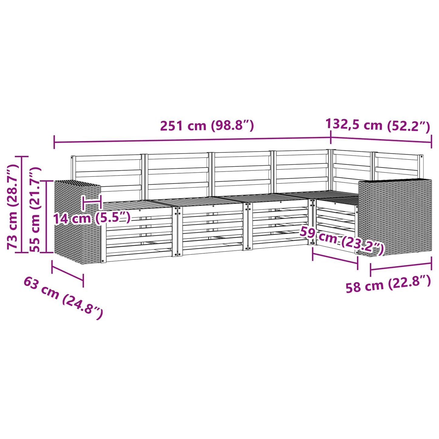 Outdoor Sofa Set 5 pcs Natural Polyester
