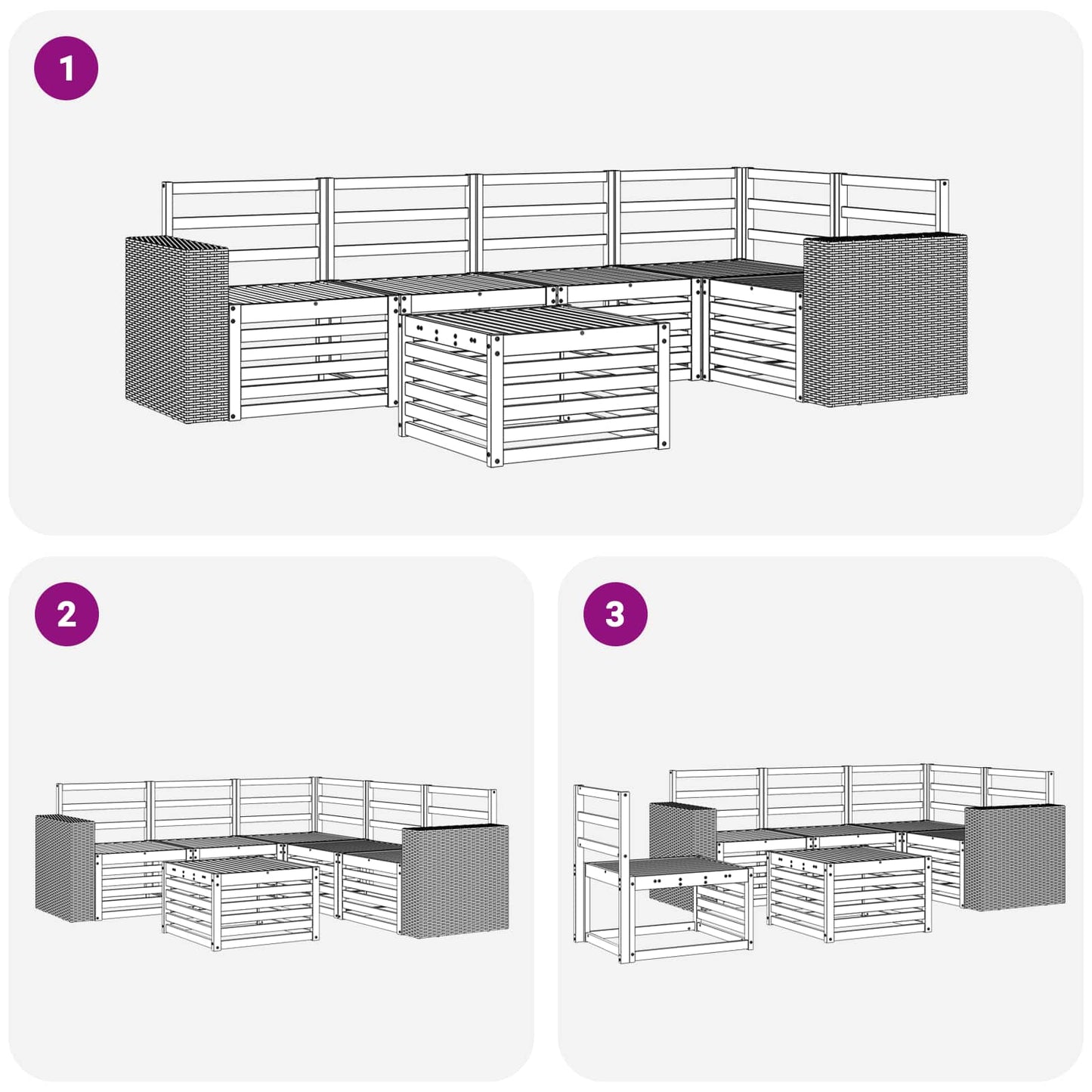 Outdoor Sofa Set 6 pcs Natural Polyester