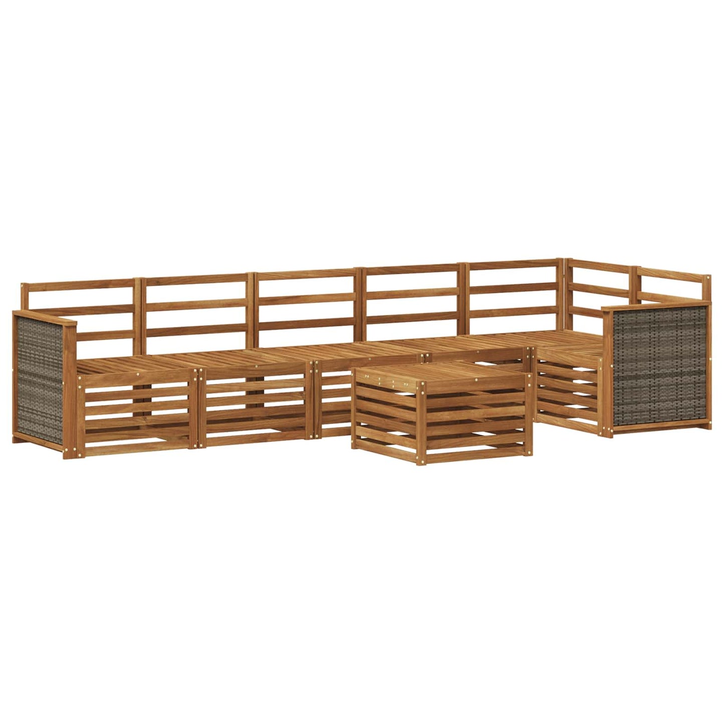 Sectional Sofa Set 6 pcs Natural Solid Acacia Wood