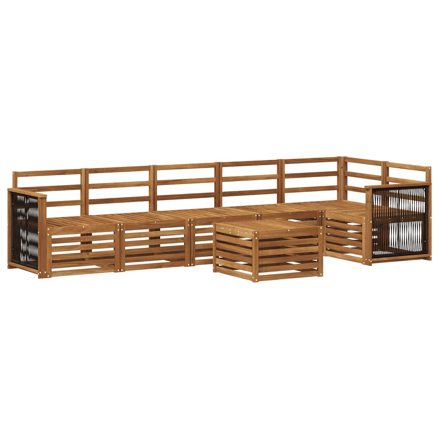 Sectional Sofa Set 6 pcs Natural Solid Acacia Wood