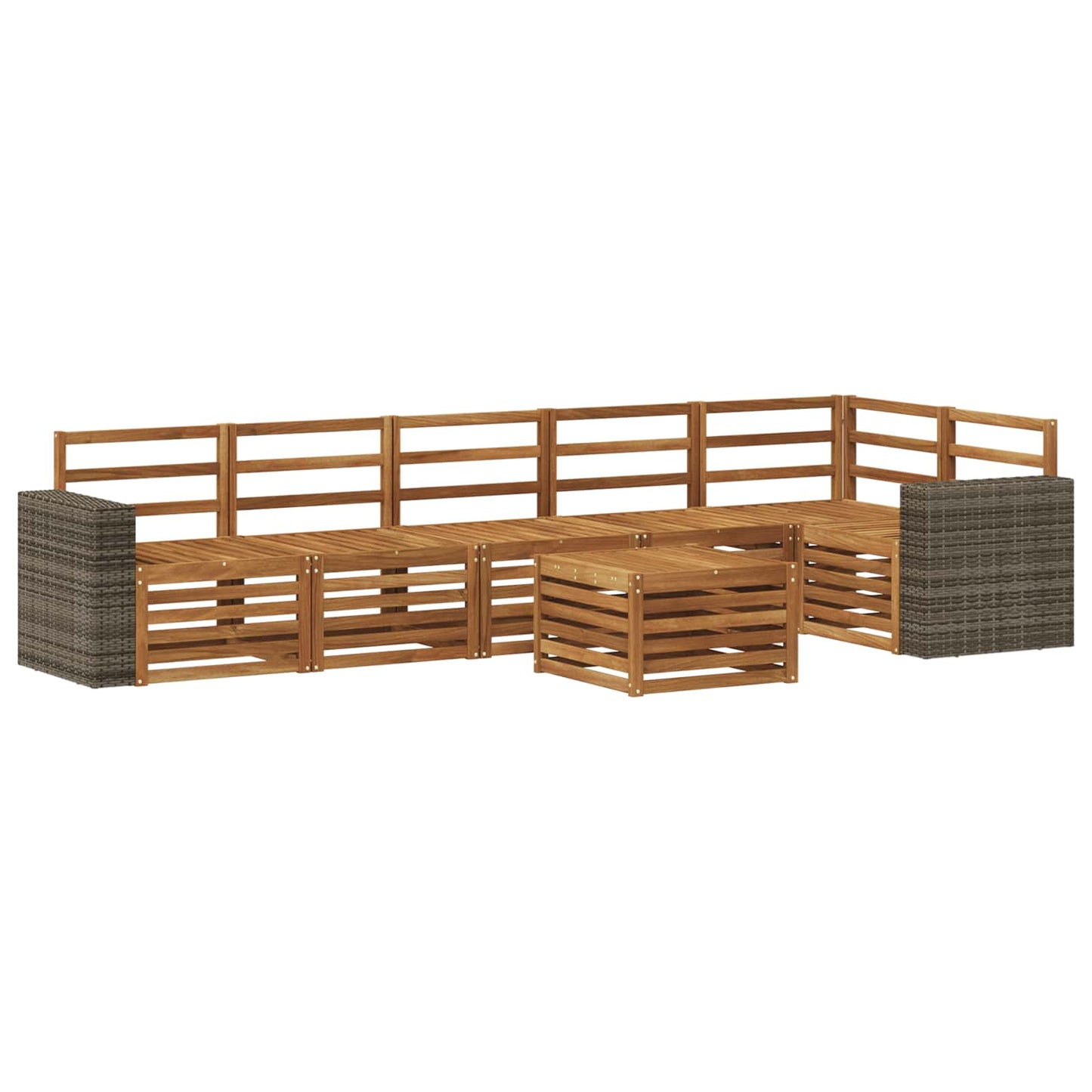 Outdoor Sofa Set 7 pcs Natural Polyester