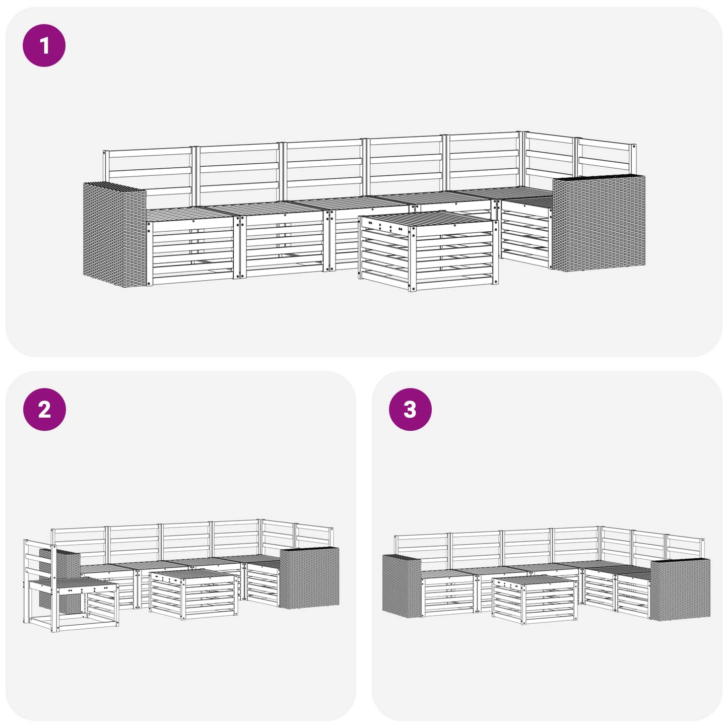 Outdoor Sofa Set 7 pcs Natural Polyester