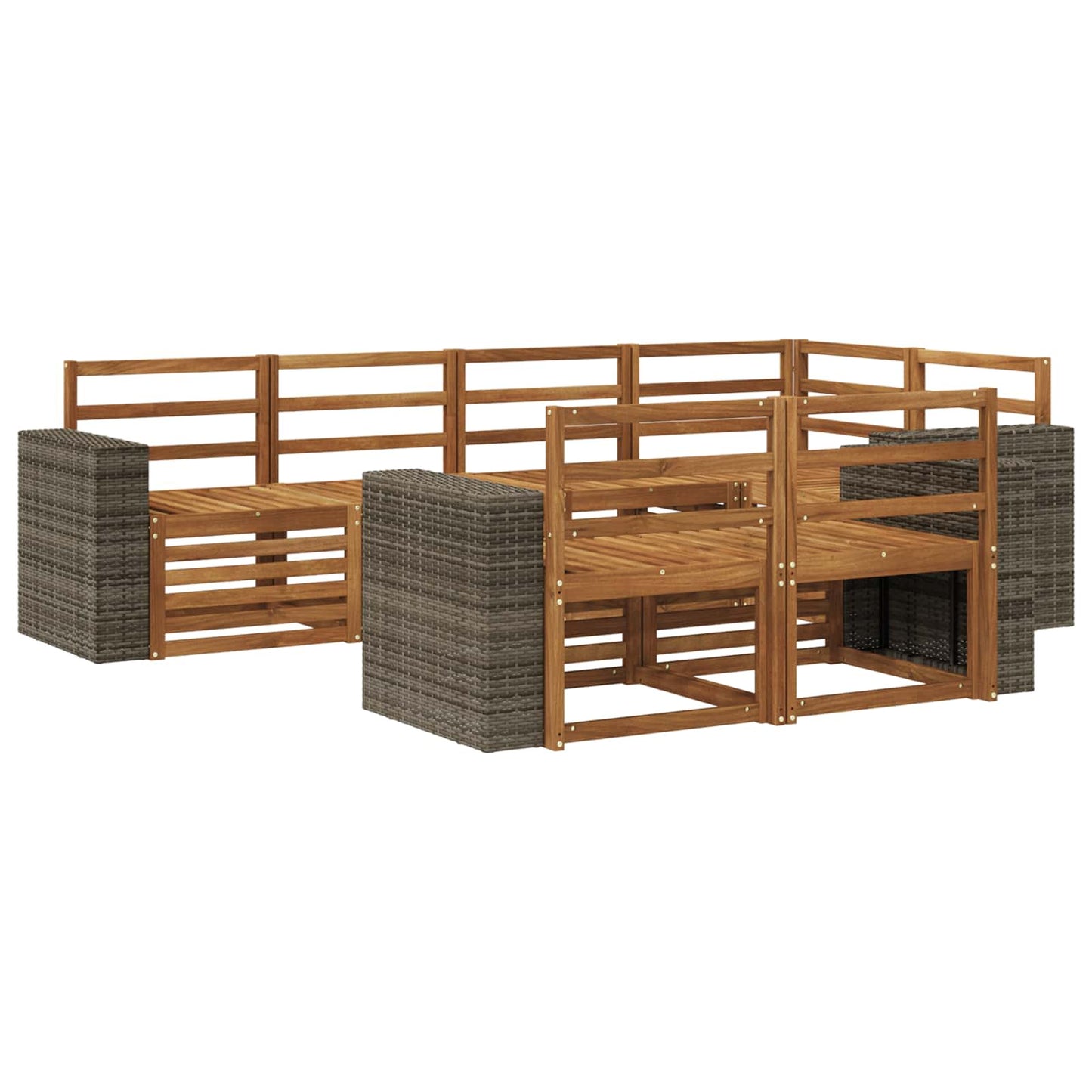 Outdoor Sofa Set 7 pcs Natural Polyester