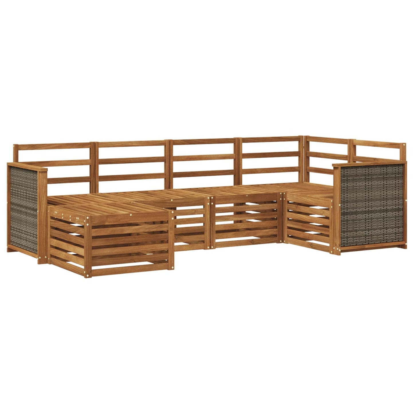 Outdoor Sofa Set 5 pcs Natural Solid Acacia Wood