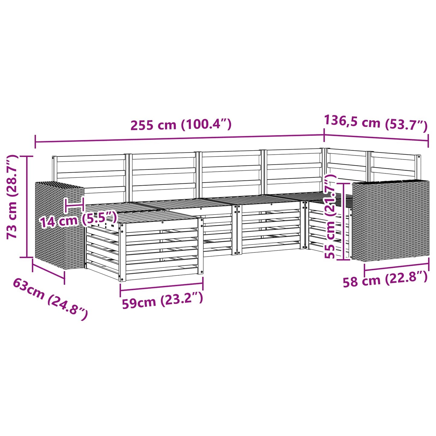 Outdoor Sofa Set 6 pcs Natural Polyester