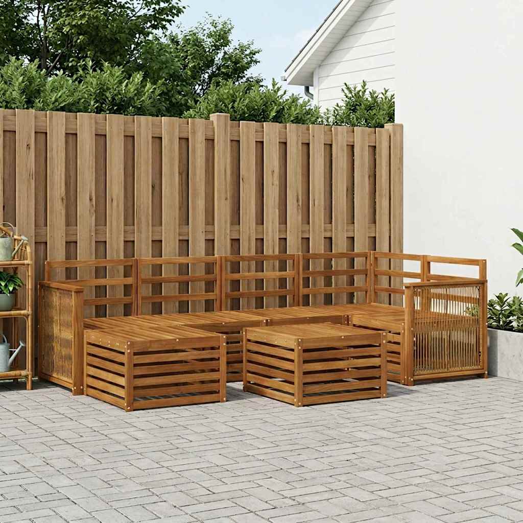 Sectional Sofa Set 6 pcs Natural Solid Acacia Wood