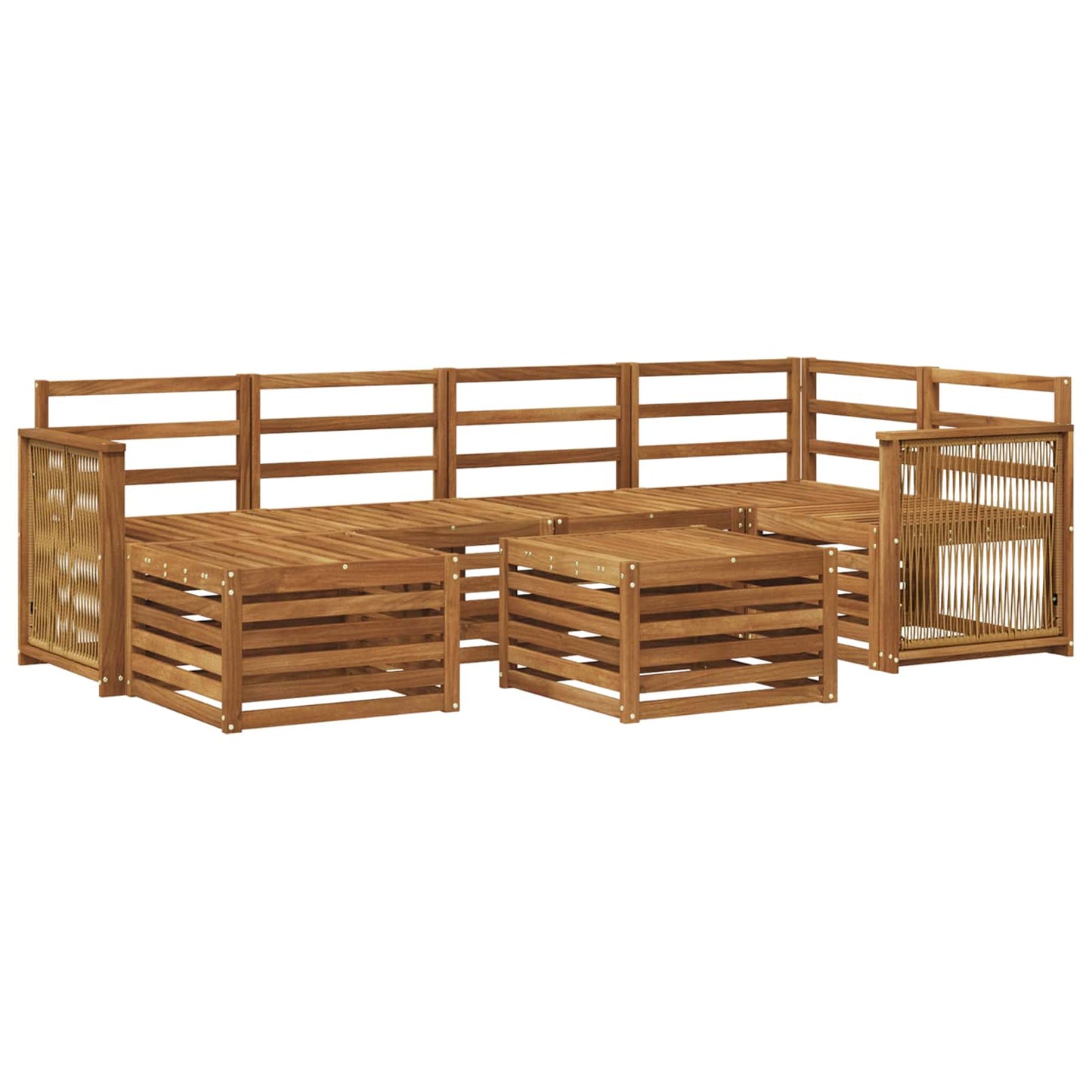 Sectional Sofa Set 6 pcs Natural Solid Acacia Wood