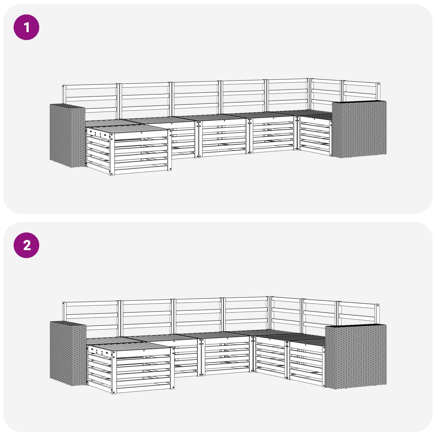 Outdoor Sofa Set 7 pcs Natural