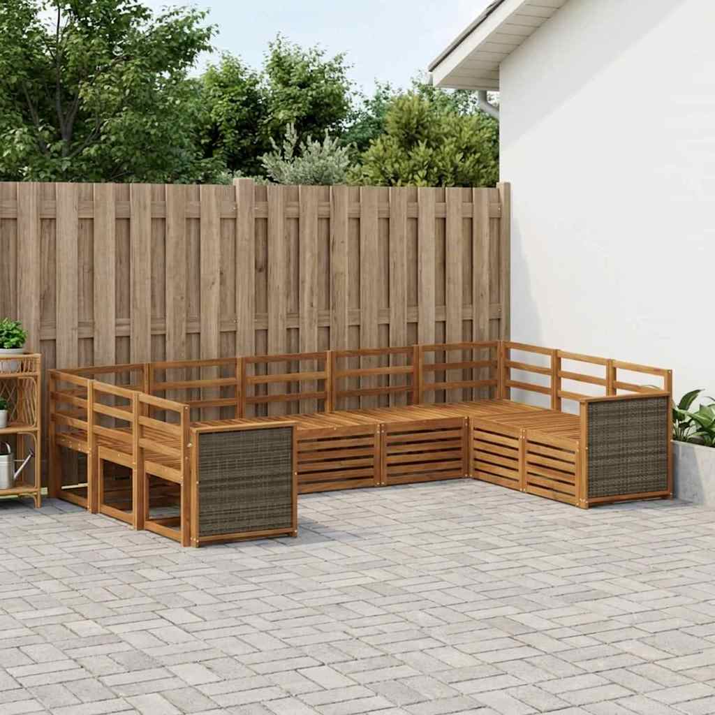Sectional Sofa Set 7 pcs Natural Solid Acacia Wood