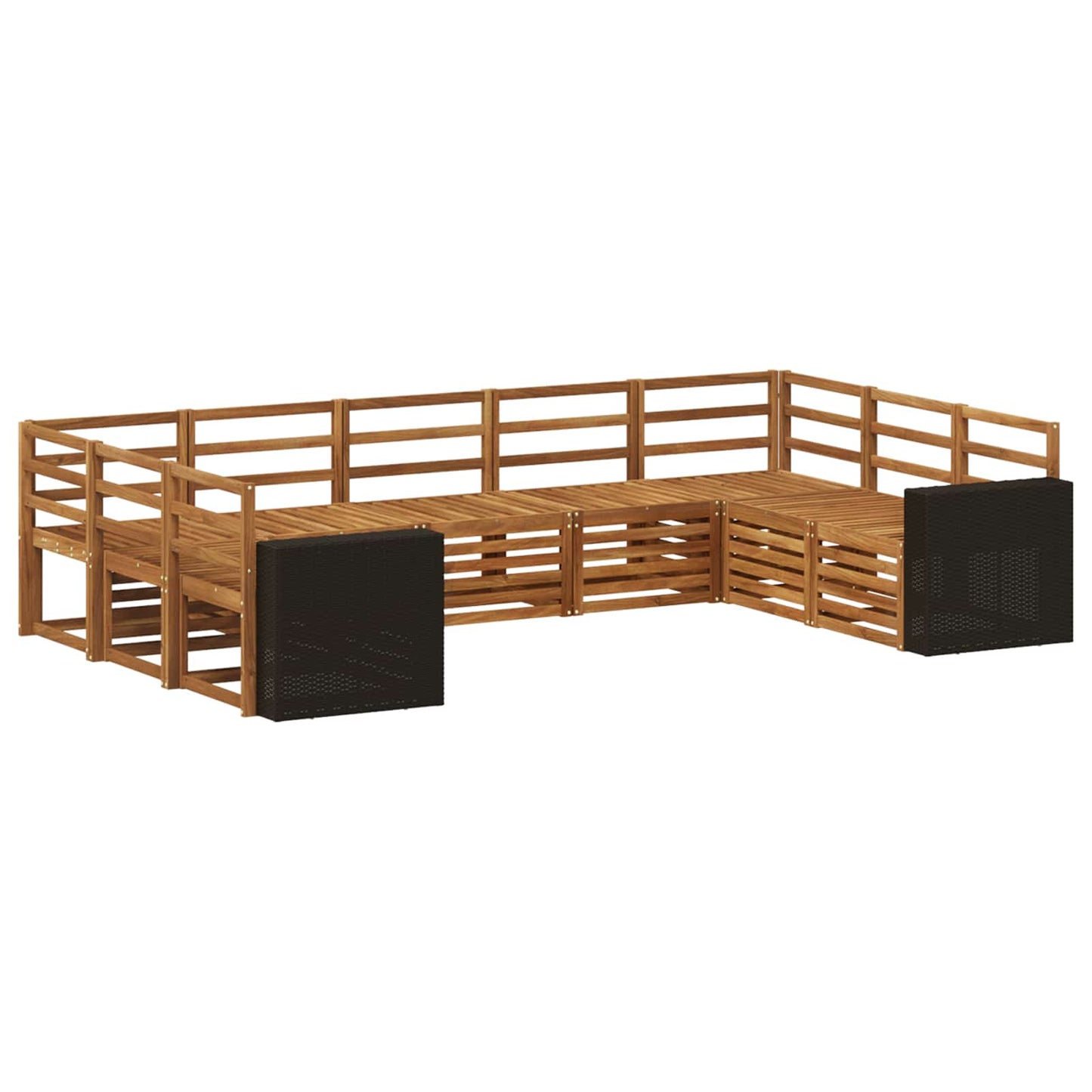 Sectional Sofa Set 9 pcs Natural Solid Acacia Wood