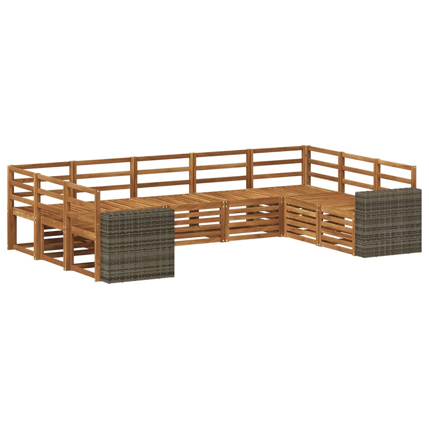 Outdoor Sofa Set 9 pcs Natural Solid Acacia Wood