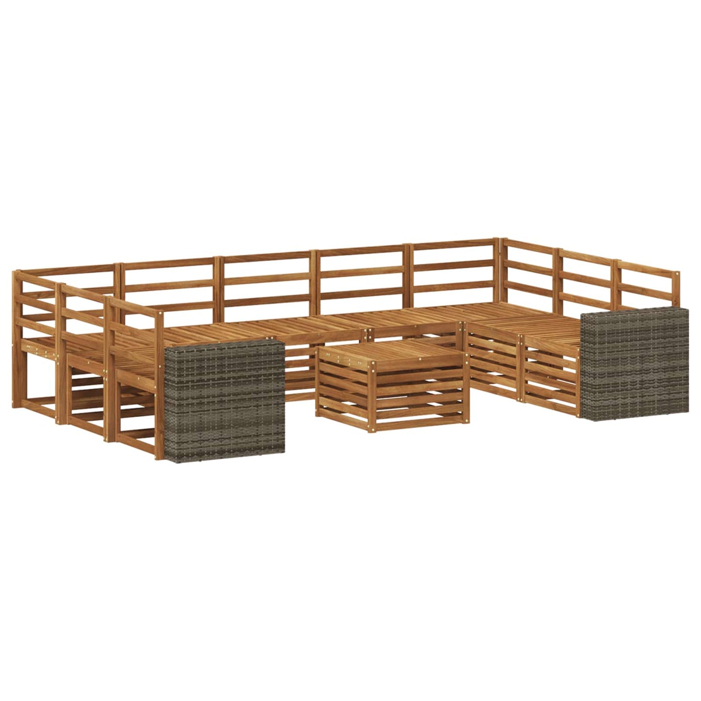 Sofa Sets 10 pcs Natural Solid Acacia Wood