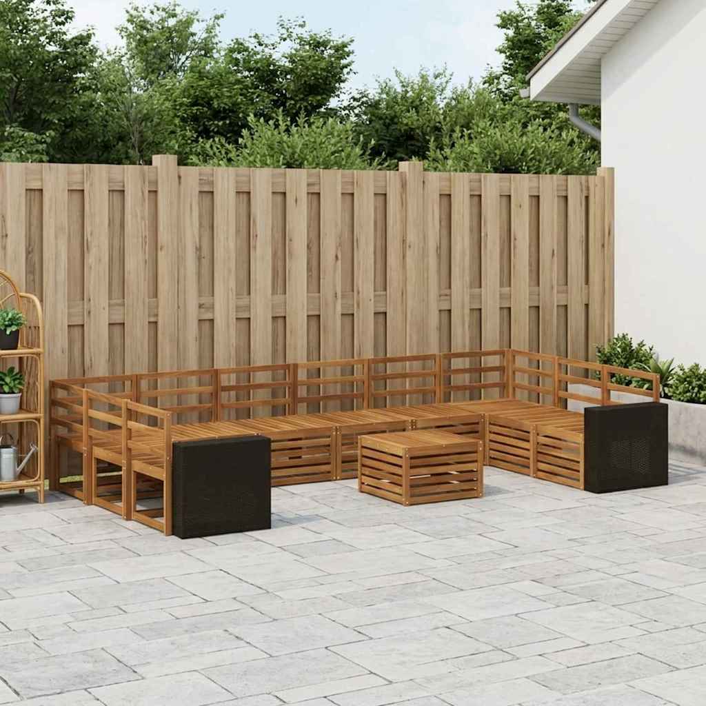 Outdoor Sofa Set 11 pcs Natural Solid Acacia Wood