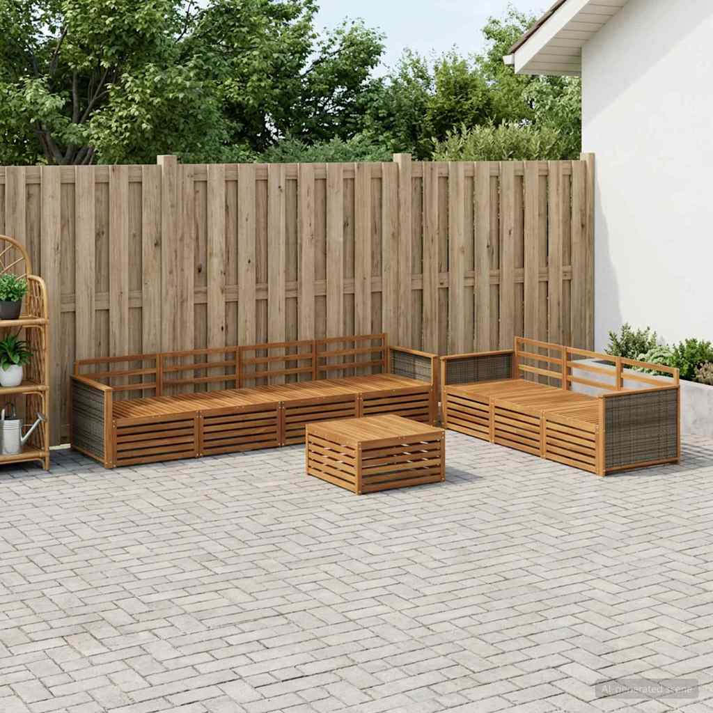Outdoor Sofa Set 8 pcs Natural Solid Acacia Wood