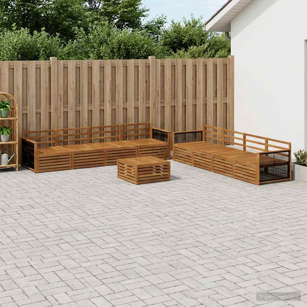 Outdoor Sofa Set 9 pcs Natural Solid Acacia Wood