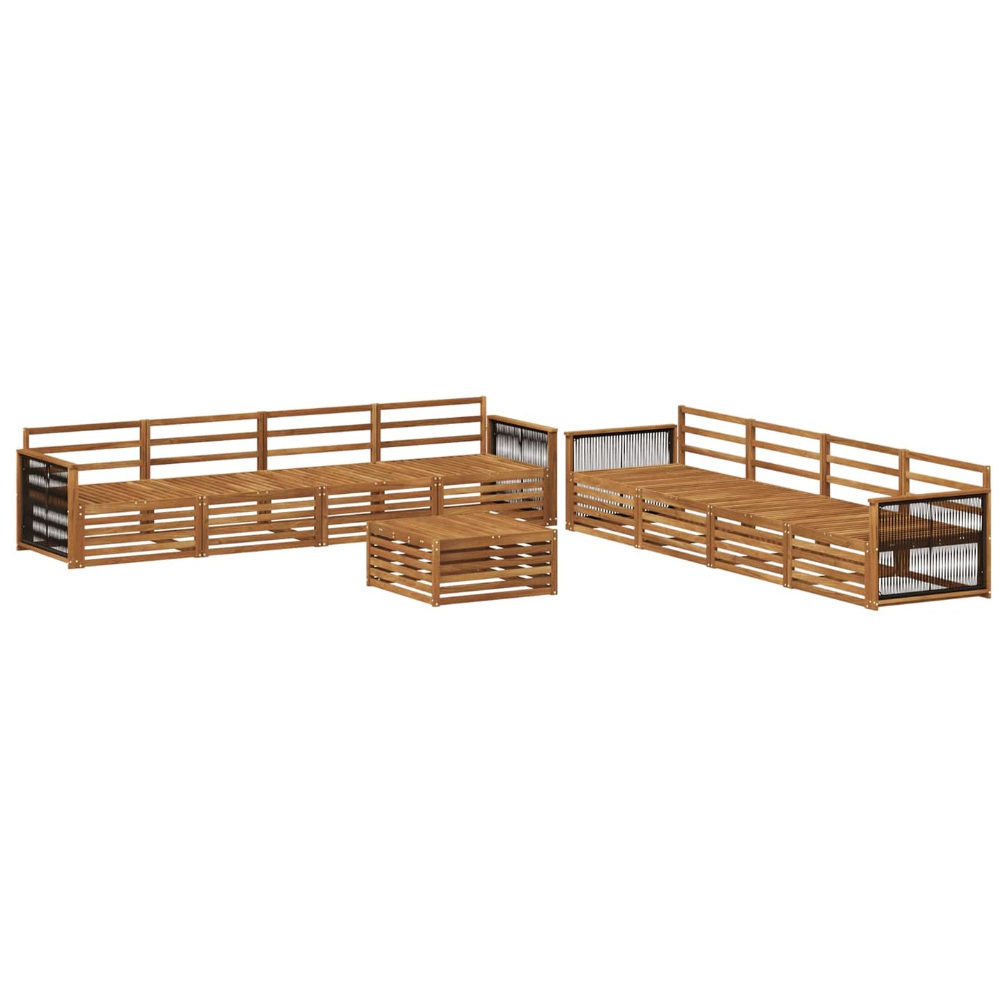 Outdoor Sofa Set 9 pcs Natural Solid Acacia Wood