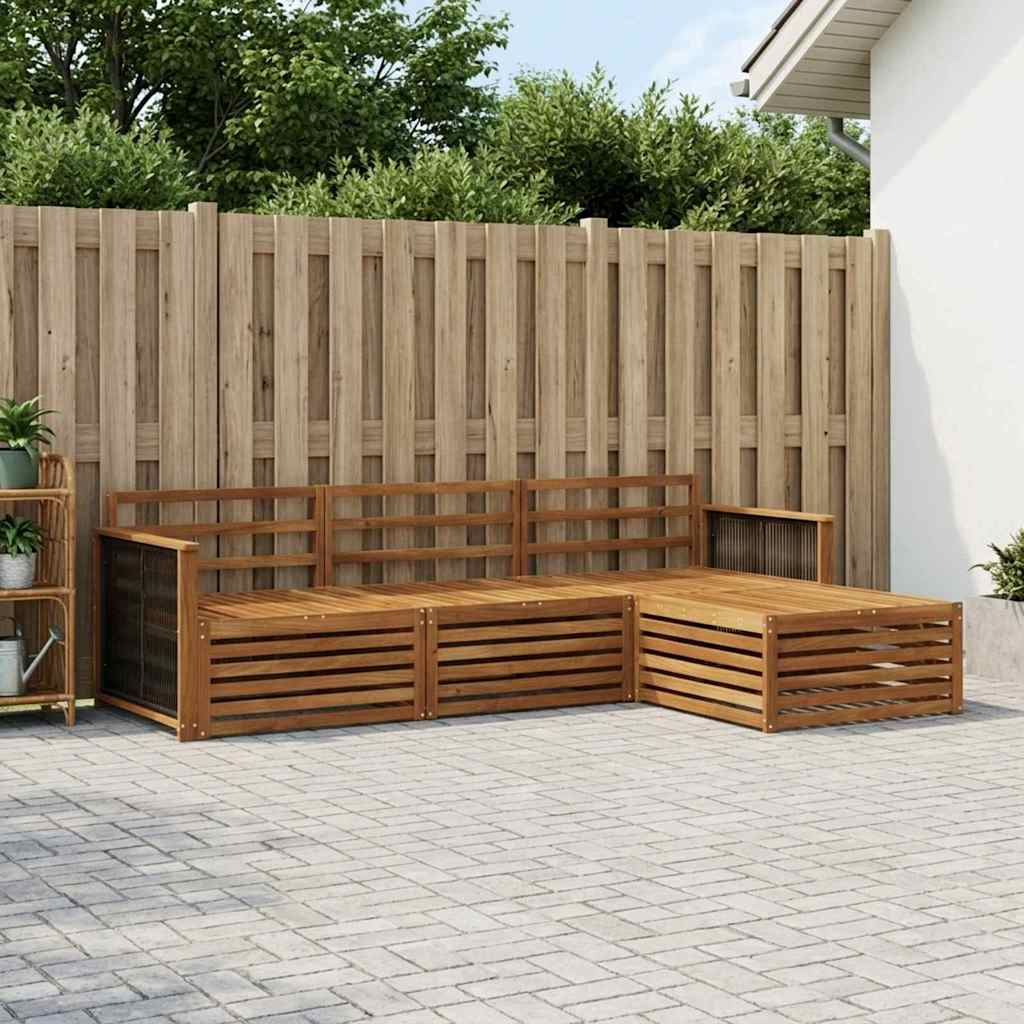 Outdoor Sofa Set Natural 249 x 162.5 x 73 cm Solid Acacia Wood