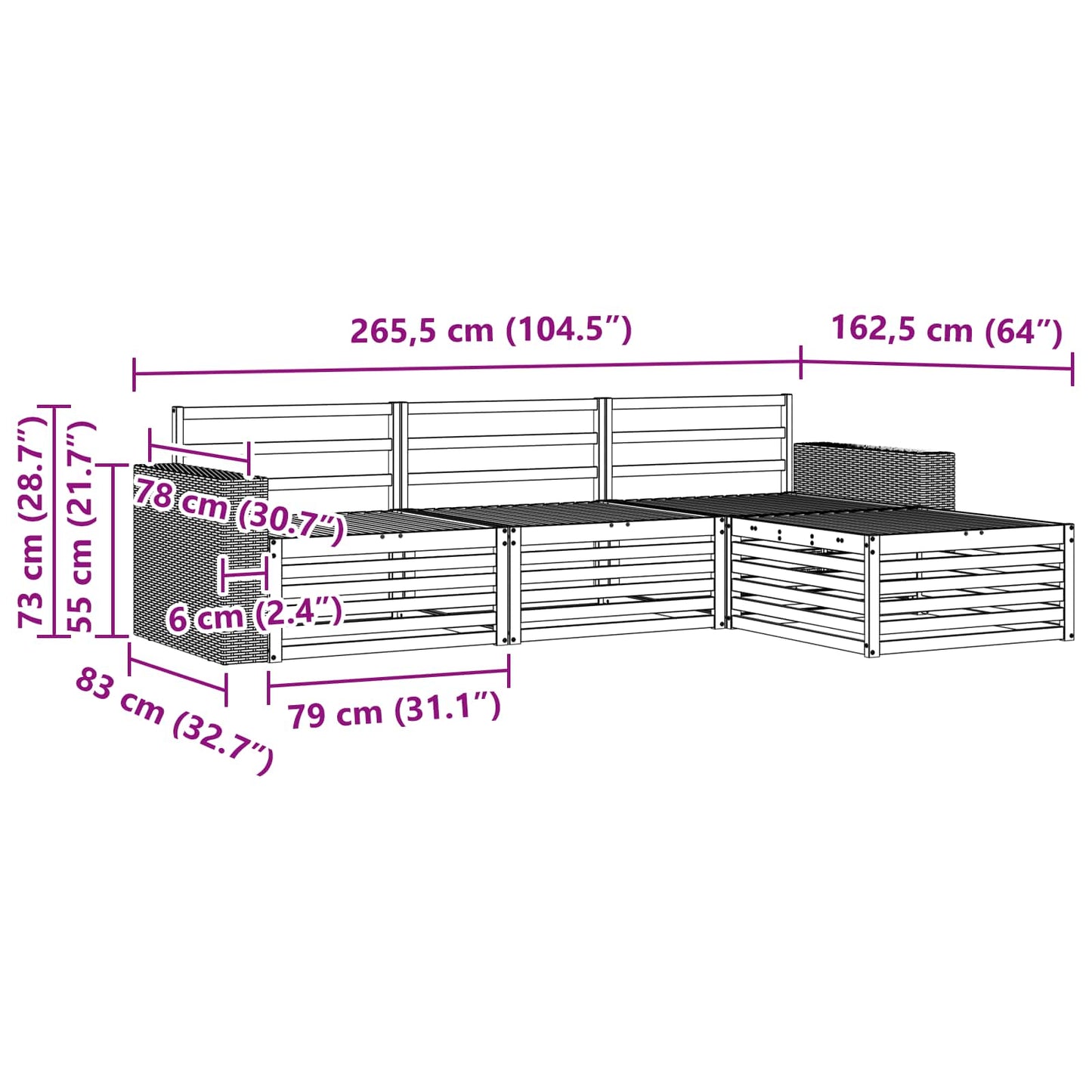 Outdoor Sofa Set 4 pcs