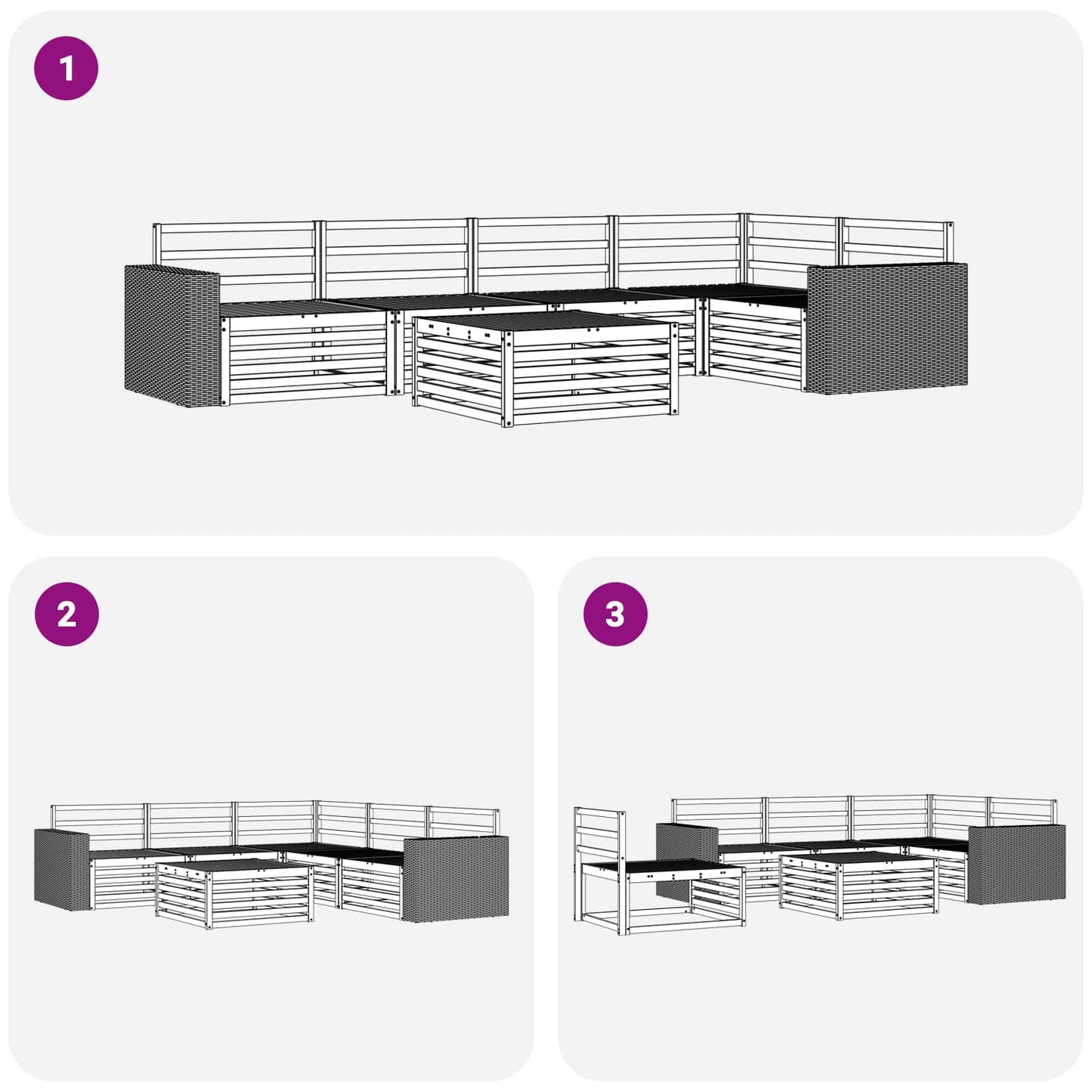 Outdoor Sofa Set 6 pcs Natural Solid Acacia Wood
