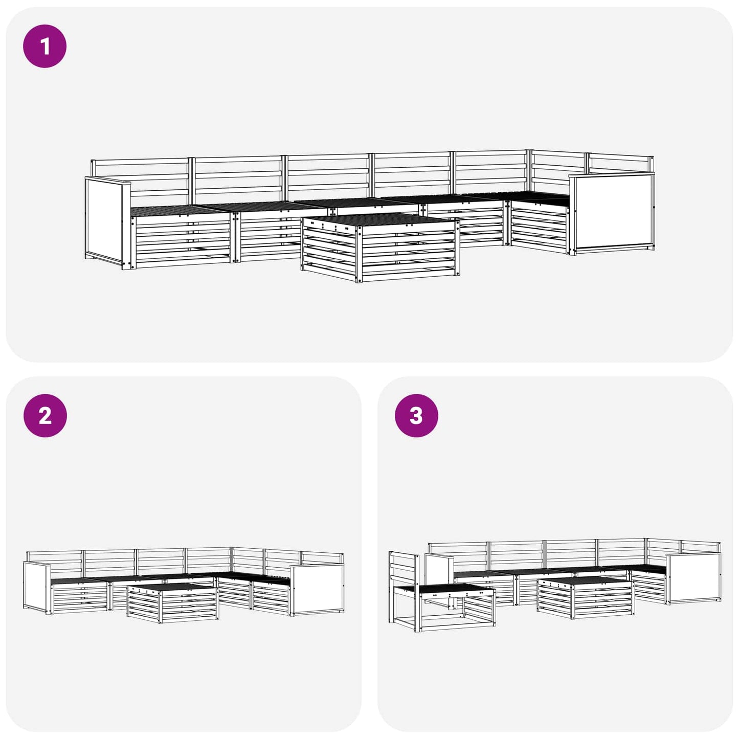 Outdoor Sofa Set 7 pcs Natural Solid Acacia Wood