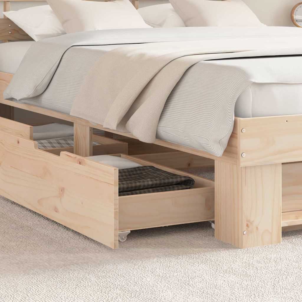Bed Frame with Headboard Brown 150 x 200 cm Solid Pine Wood