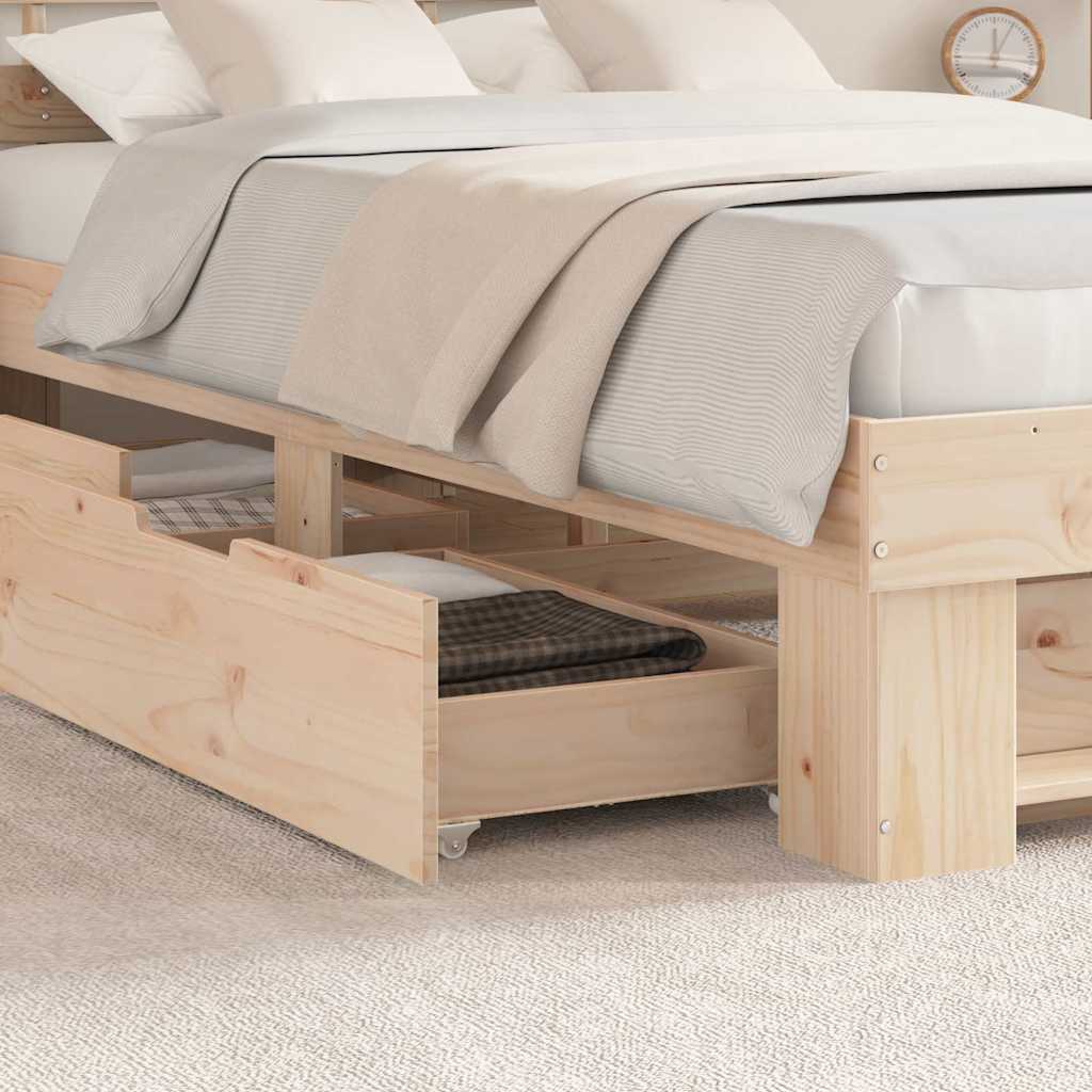 Bed Frame with Headboard Brown 135 x 190 cm Solid Pine Wood