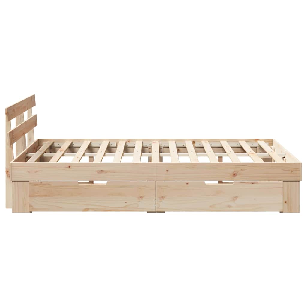 Bed Frame with Headboard Brown 135 x 190 cm Solid Pine Wood