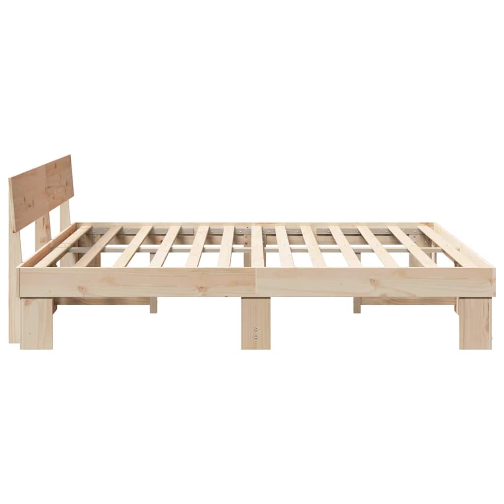 Bed Frame with Headboard Brown 200 x 200 cm Solid Pine Wood