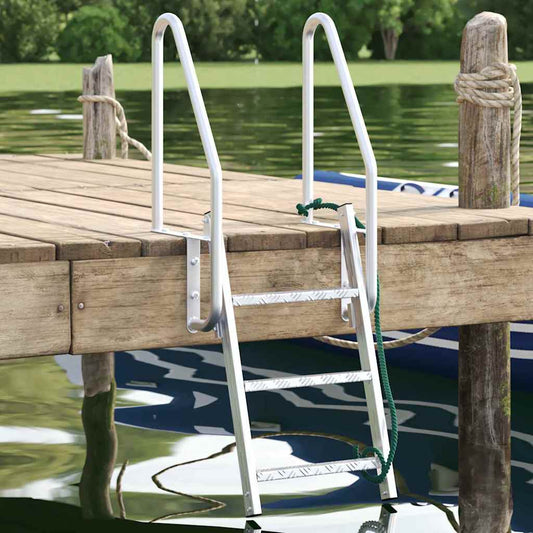 vidaXL Dock Ladder 3-Steps Silver 58 x 77 x 144 cm Aluminium
