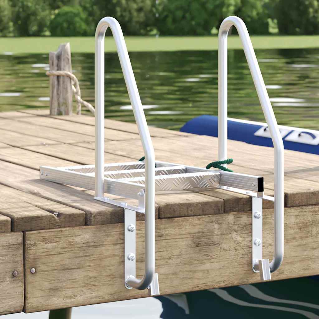 vidaXL Dock Ladder 3-Steps Silver 58 x 77 x 144 cm Aluminium