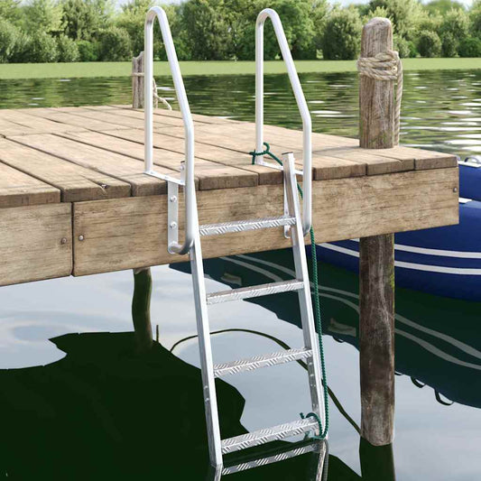 vidaXL Dock Ladder 4-Steps Silver 58 x 77 x 166 cm Aluminium
