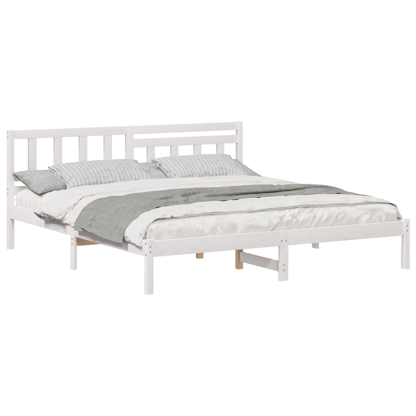 Bed Frame with Headboard White 180 x 200 cm Solid Pine Wood